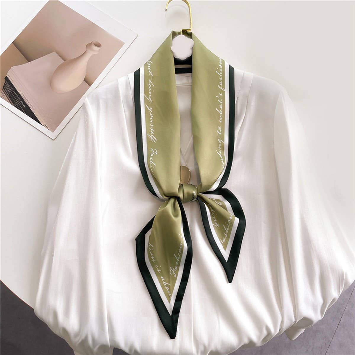 FASHIONABLE DOUBLE-LAYER RIBBON ANGLED HEAD SCARF