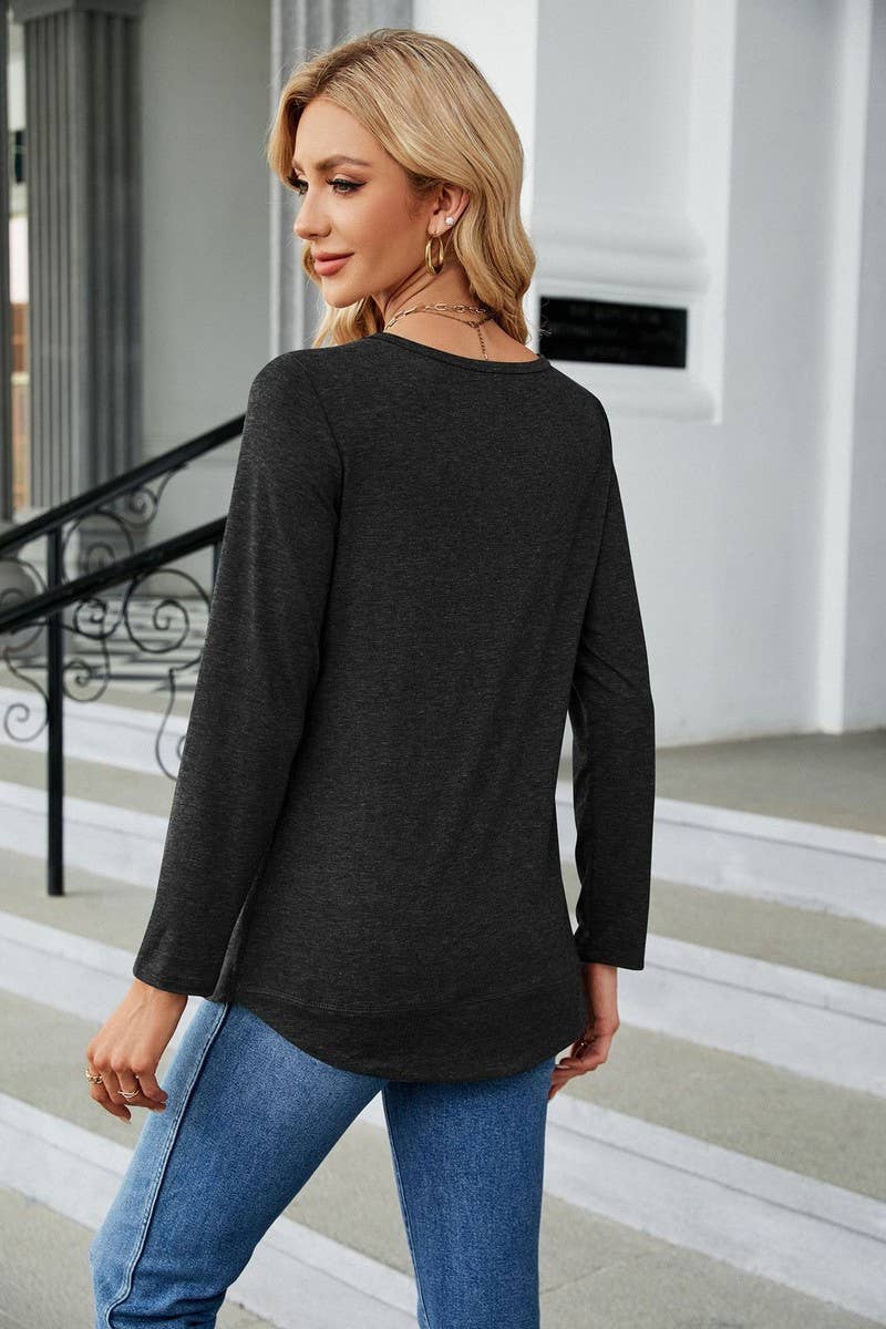 CWTTL1651_Round neck Long Sleeve Pullover Top