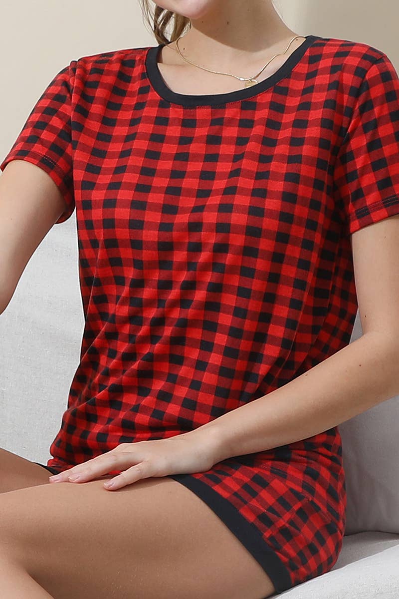 CWSPJ031-P_SHORT SLEEVE TOP WITH SHORTS PAJAMA SET