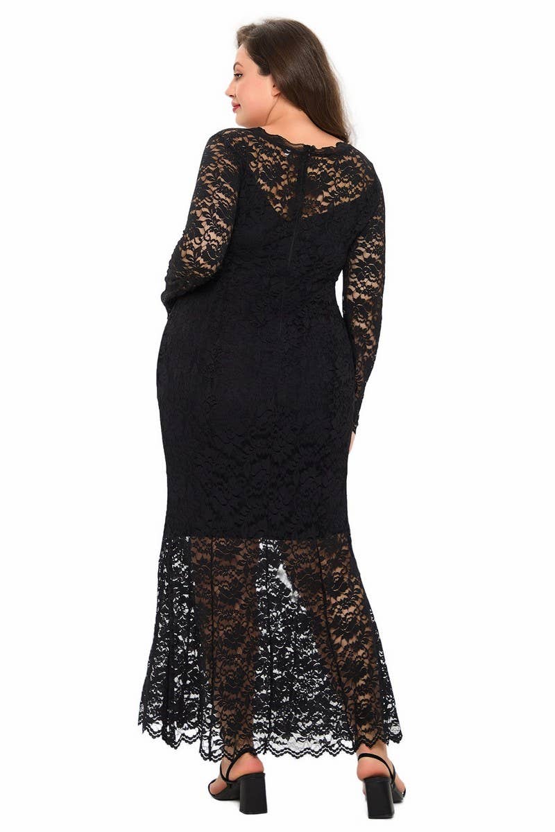 CWDMD3233_PLUS SIZE LACE MERMAID EVENING GOWN DRESS
