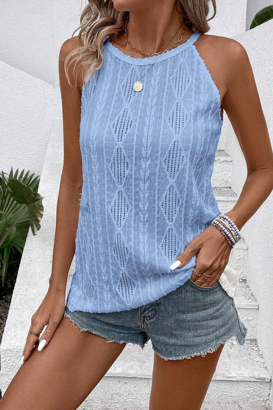 CWTTK0805_SOLID COLOR JACQUARD CAMISOLE KNITTED VEST