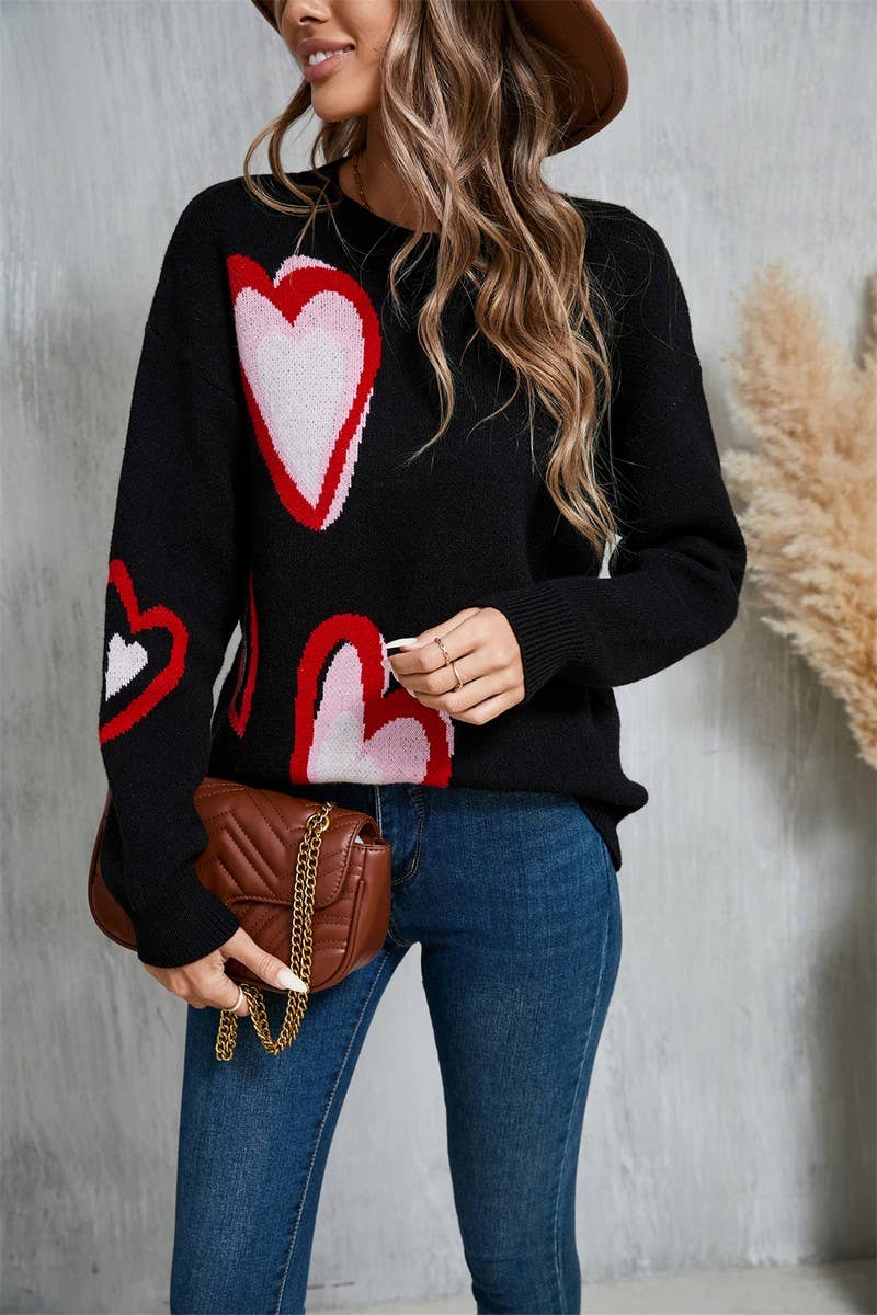 CWOSWL5781_VALENTINE'S DAY HEART PEACH SWEATER CARDIGAN