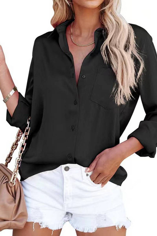 CWTBLL3856_SATIN SOLID COLOR LONG SLEEVE BUSINESS TOP SHIRT