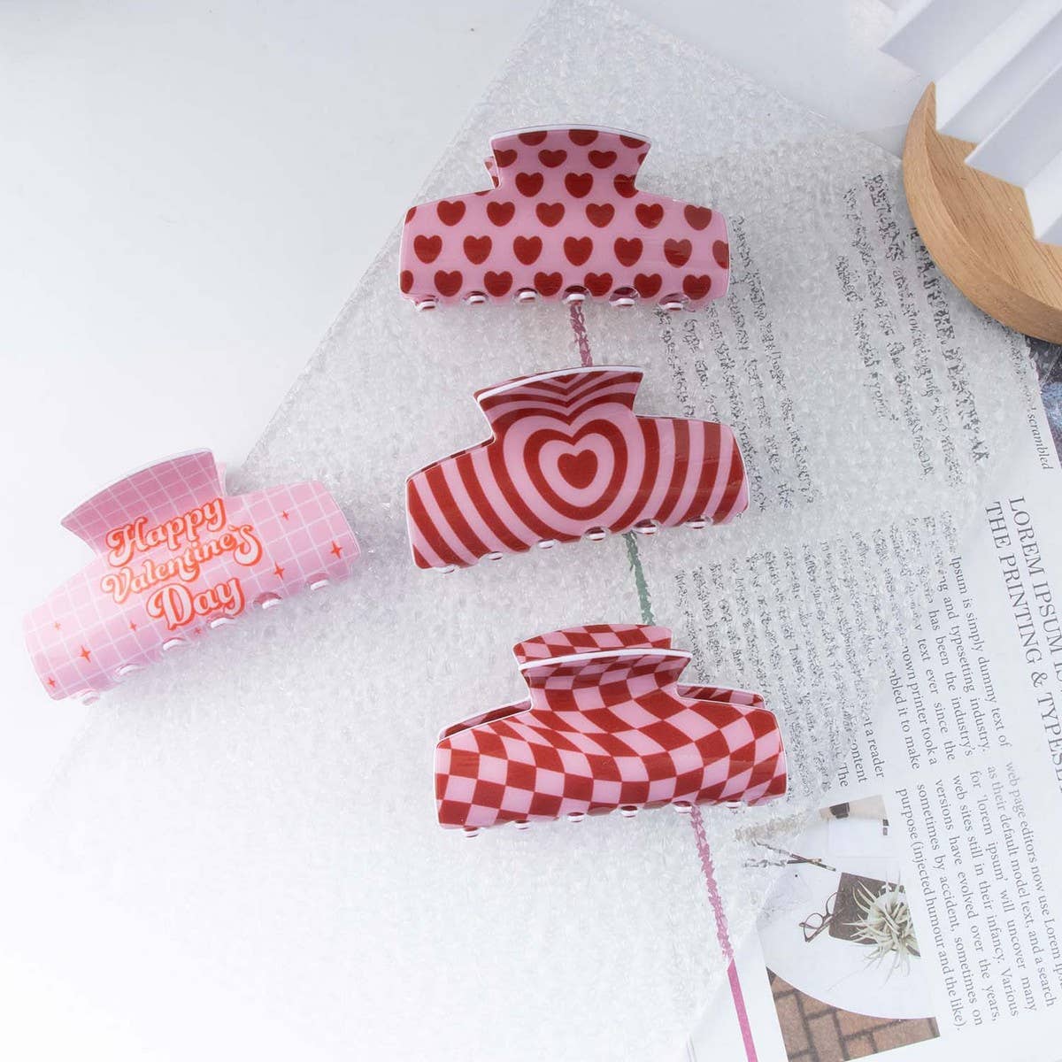 CWAHA1313_SWEET RED SERIES LOVE LATTICE HAIR CLAW CLIP
