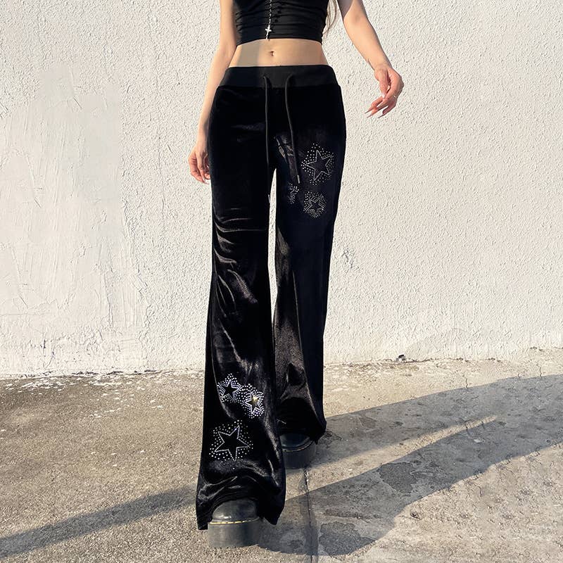 DARK WIND STAR HOT DIAMOND LACE-UP PANTS