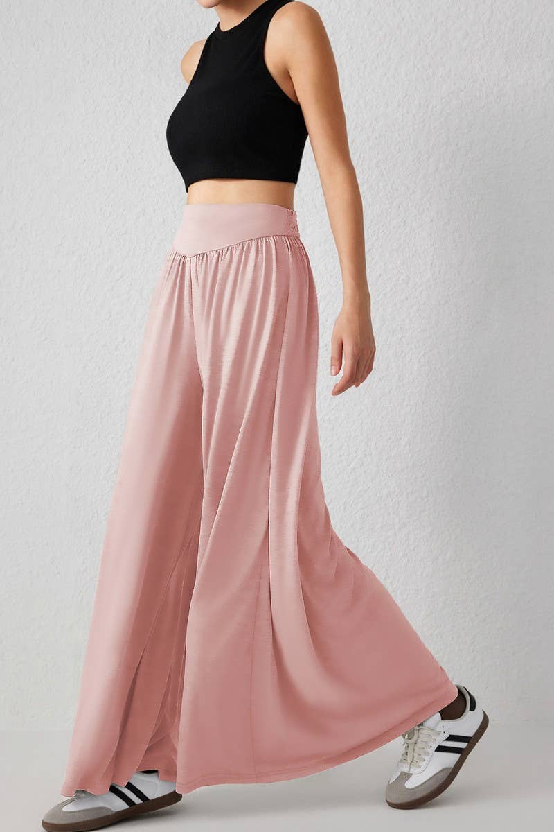 CWBLP1863_SOLID COLOR CASUAL HIGH WAIST WIDE LEG PANTS