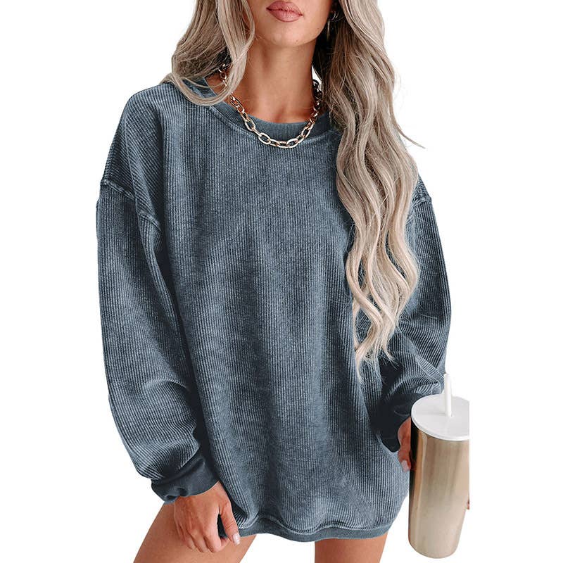 Fashion women's thread knitted long-sleeved loose hoodie