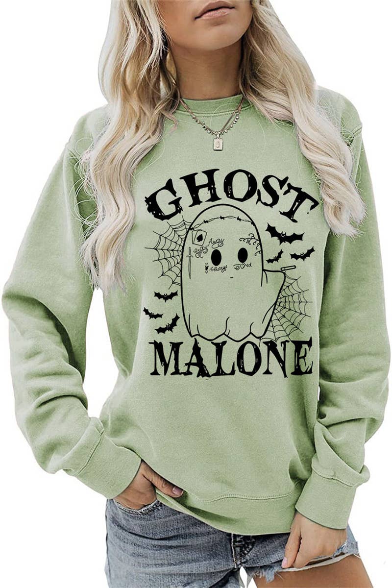 CWTSTL0364_WOMEN HALLOWEEN GHOST MALONE LONG SLEEVE PULLOVER