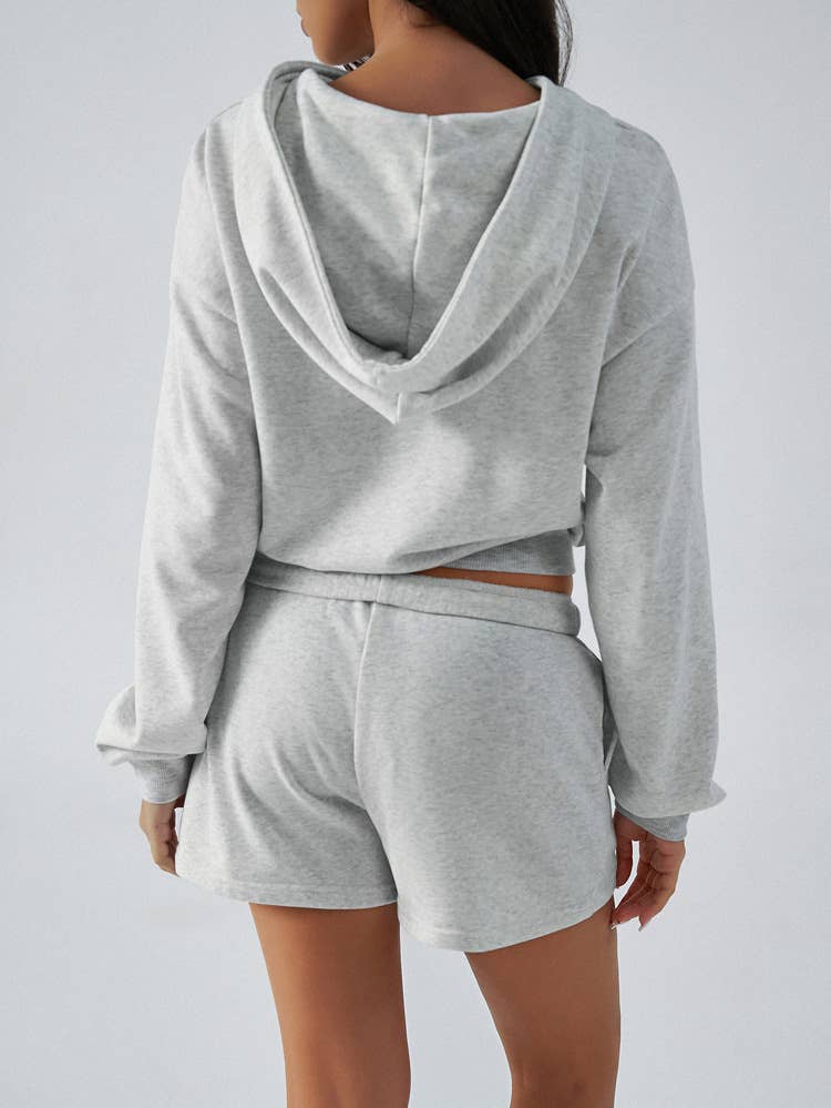 BM WIND ZIPPER LONG SLEEVE HOODIE SHORTS SUIT