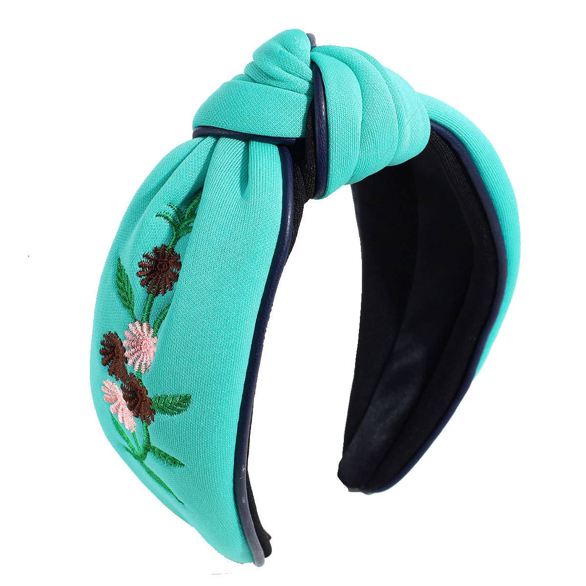VINTAGE EMBROIDERED WIDE KNOTTED HEADBAND