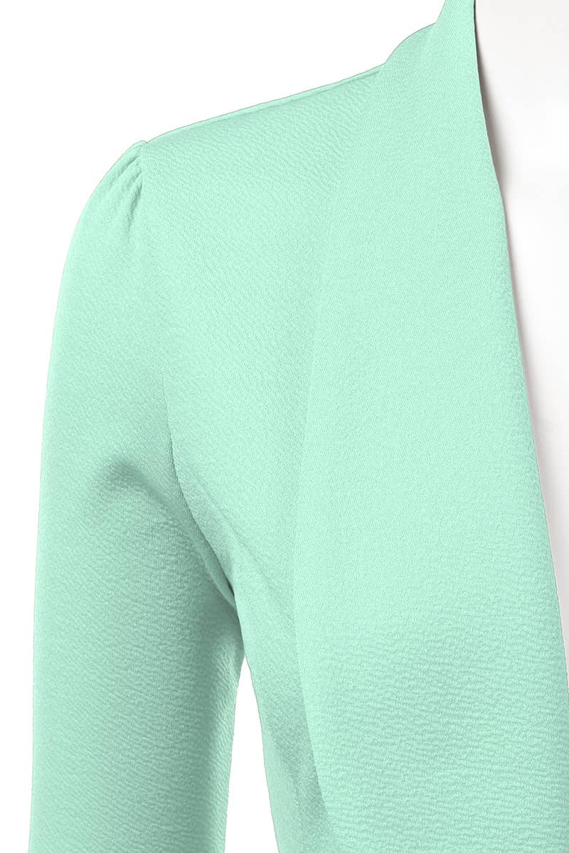 CWOBL089_Casual Work 3/4 Sleeve Open Front Blazer