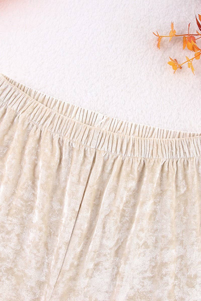 CWSPJ0086_SOLID COLOR LONG SLEEVED SHIRT PANTS PPAJAMAS SET