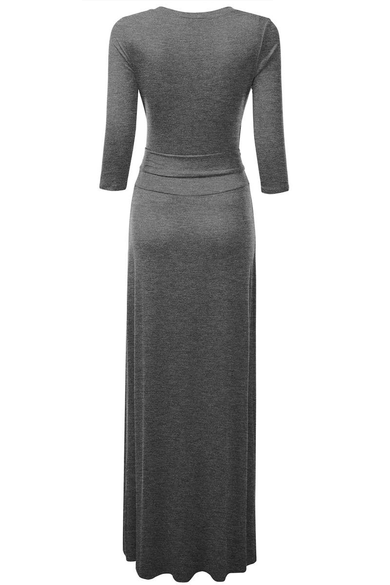 AWDMD283_3/4 Sleeve Knit Long Dress