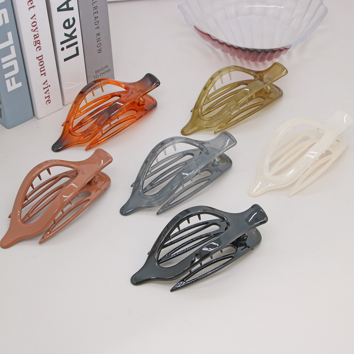 Leaf Oval Hair Clip ??Minimalist Claw Barrette_CWAHA6511