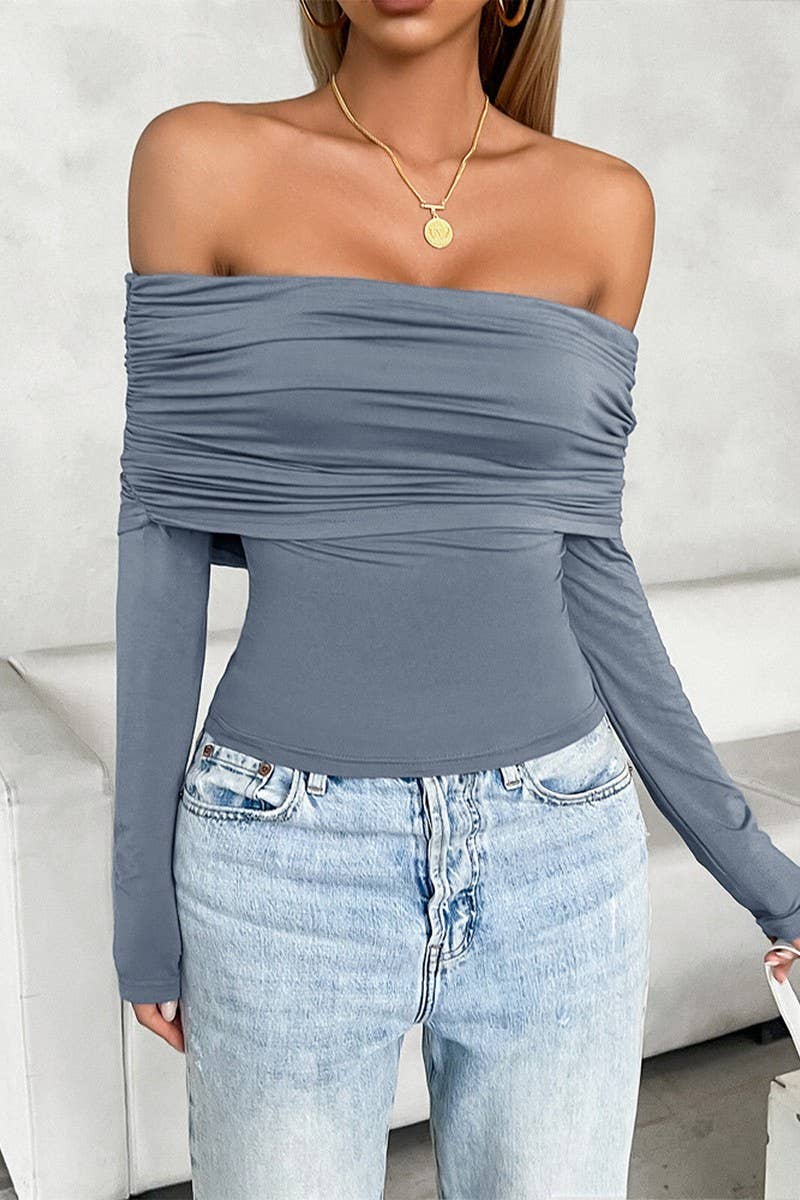 CWTTS1297_CASUAL SOLID COLOR PULLOVER ONE-SHOULDER KNITTED T