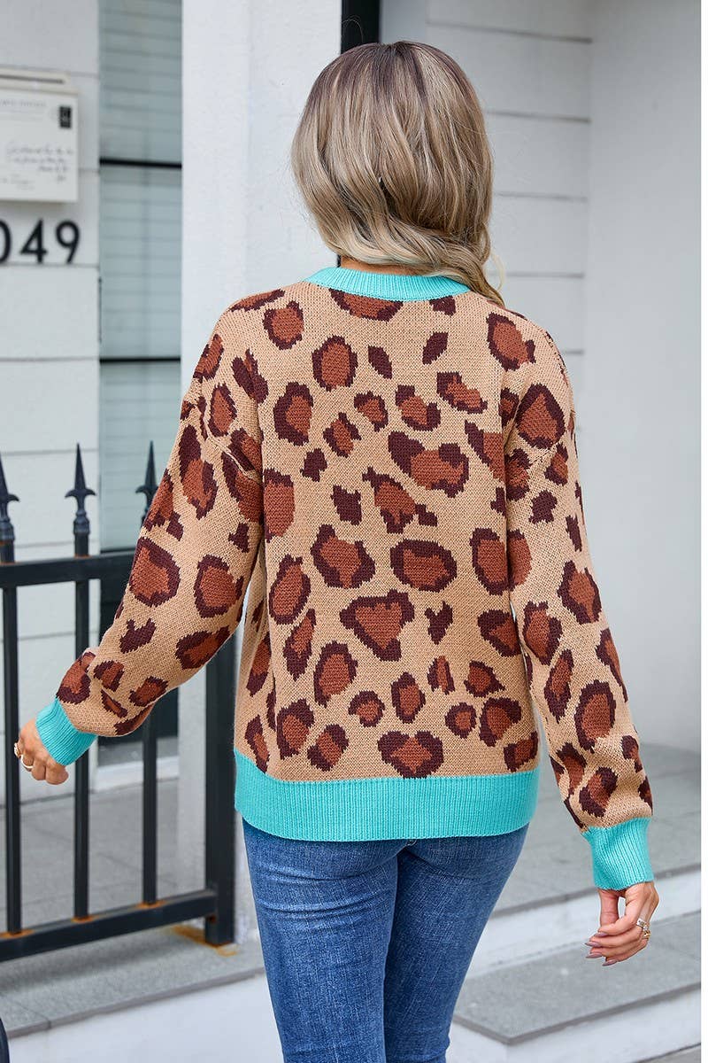 CWOSWL3073_LEOPARD PRINT CREW NECK KNITTED SWEATER