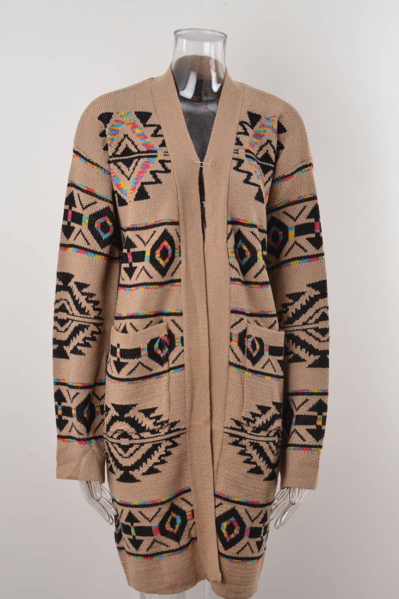 DIAMOND VINTAGE JACQUARD PLUS SIZE SWEATER COAT