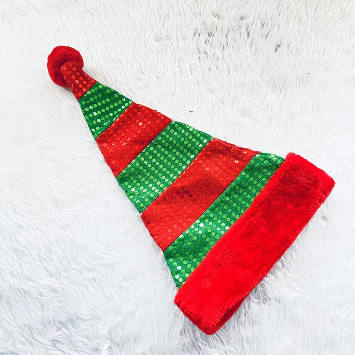 CWAH4082_CHRISTMAS RED AND GREEN SEQUINED ELF HAT