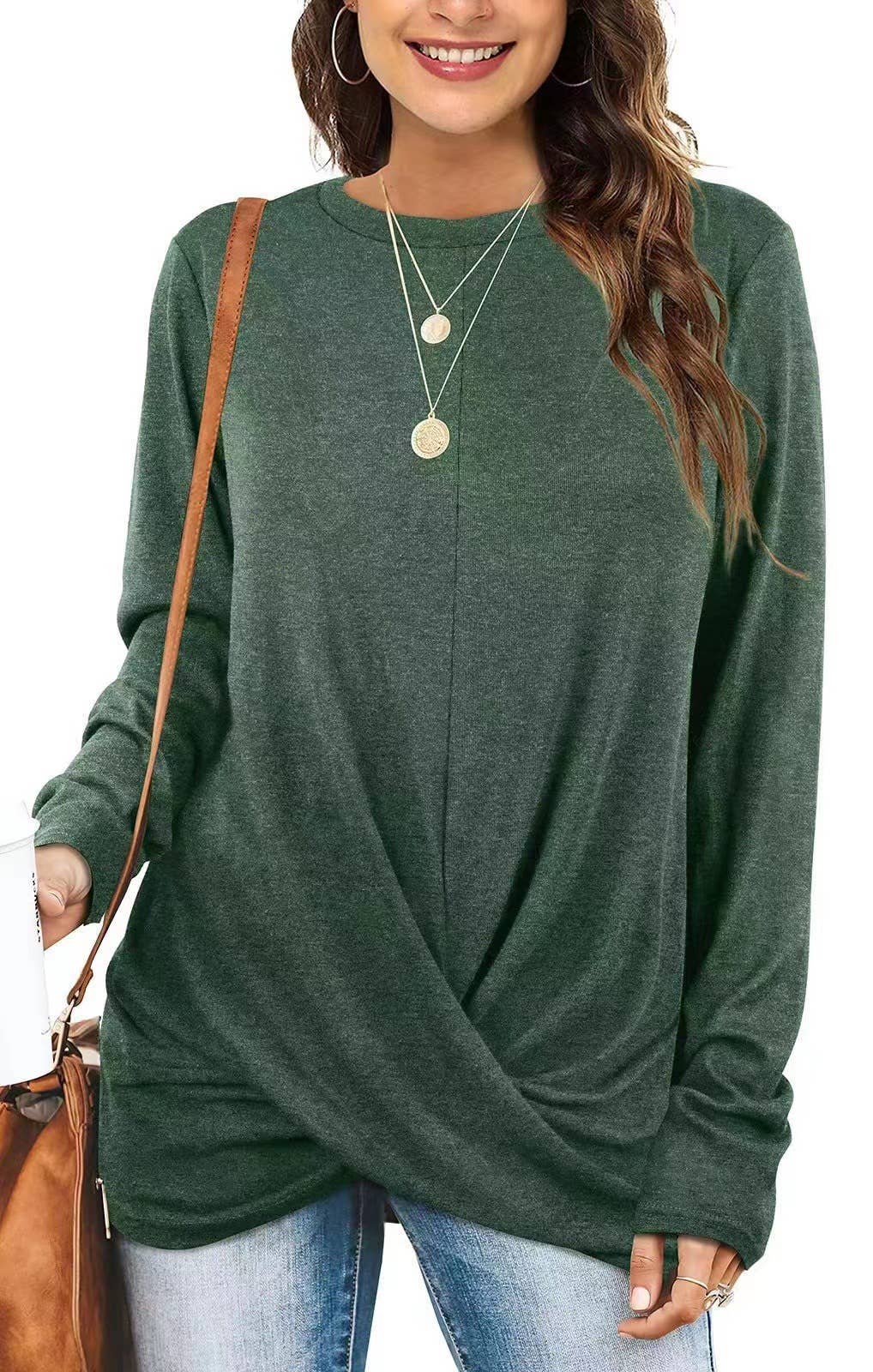 CREW-NECK LONG-SLEEVED SWEATSHIRT KNOTTED T-SHIRT