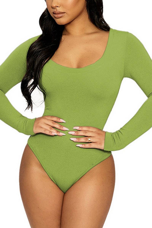 CWSBSL0156_SLIM FIT U-NECK LONG SLEEVE BODYSUIT