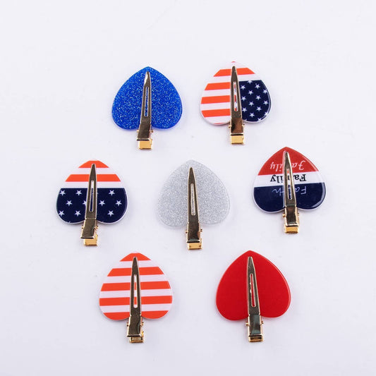 CWAHA1247_AMERICAN FLAG HEART SHAPED HAIR CLIPS