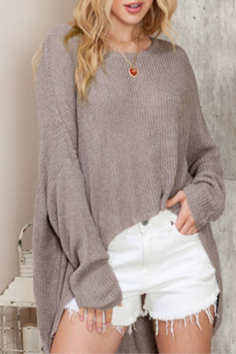 CWOSWL6694_SOLID COLOR CREW-NECK LONG-SLEEVED SWEATER