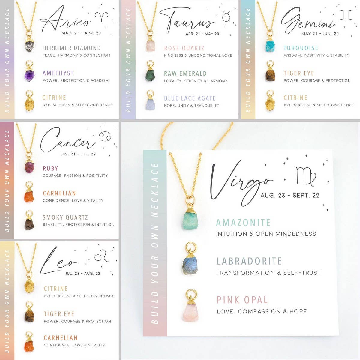 TWELVE CONSTELLATIONS NATURAL STONE NECKLACE