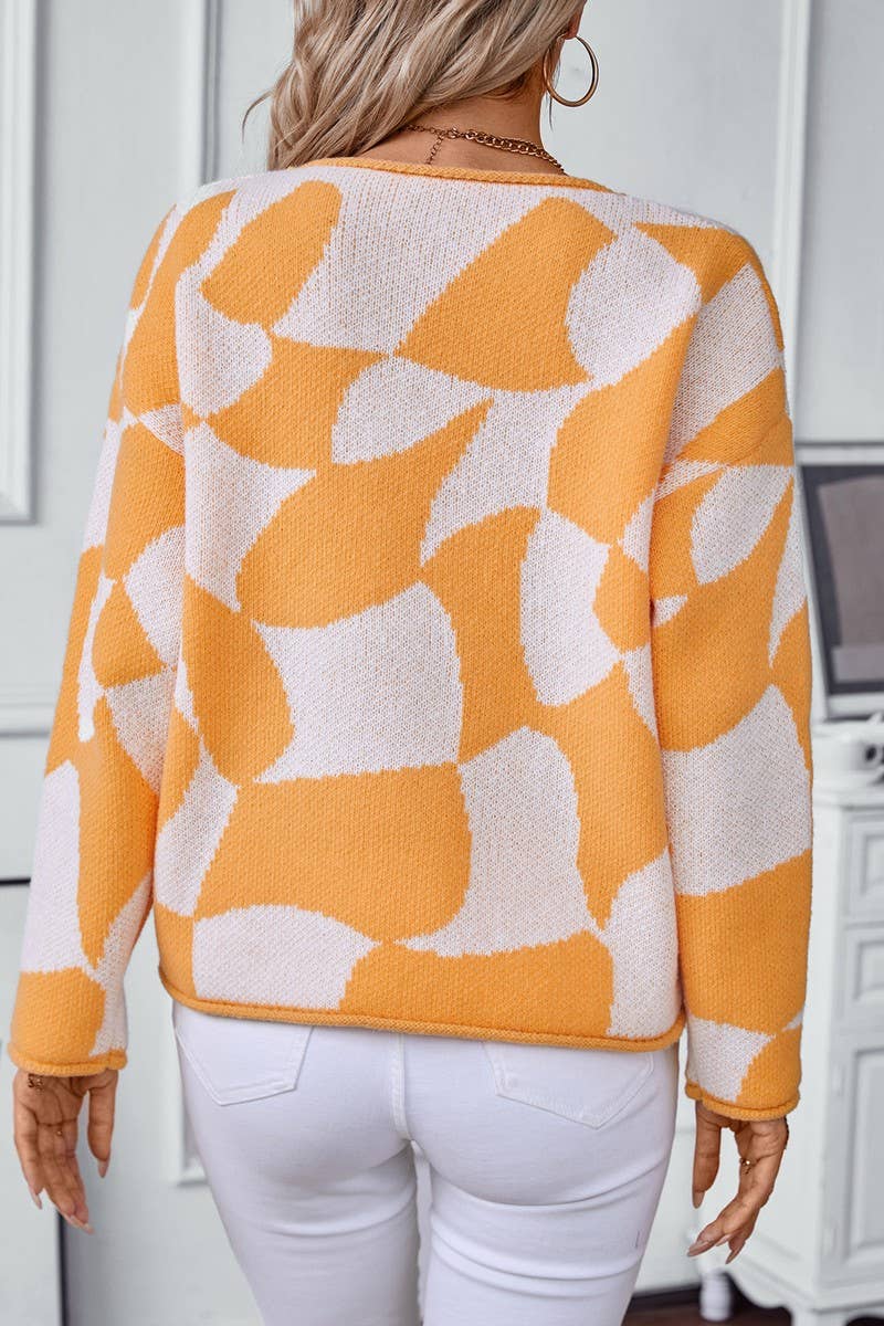 CWOSWL2878_CONTRAST COLOR PULLOVER KNIT SWEATER