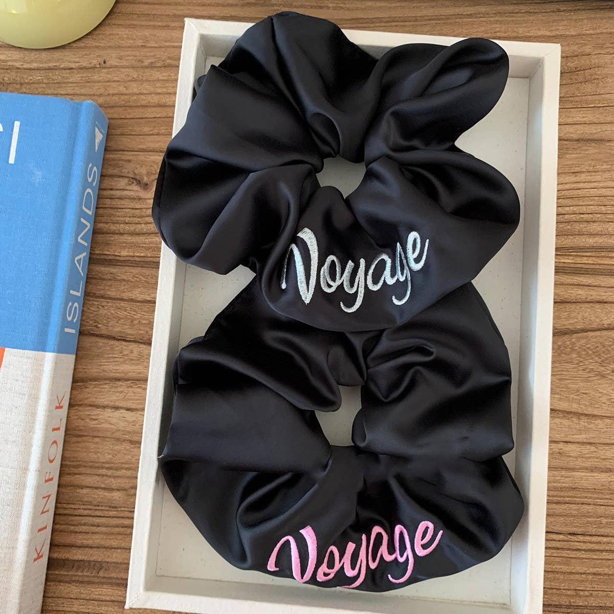 SATIN EMBROIDERED LETTER HEADBAND HAIR ACCESSORIES