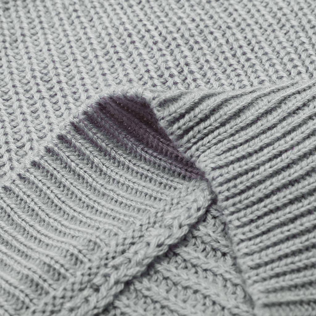 CHICKEN-NECKED LANTERN SLEEVE STRIPED SWEATER