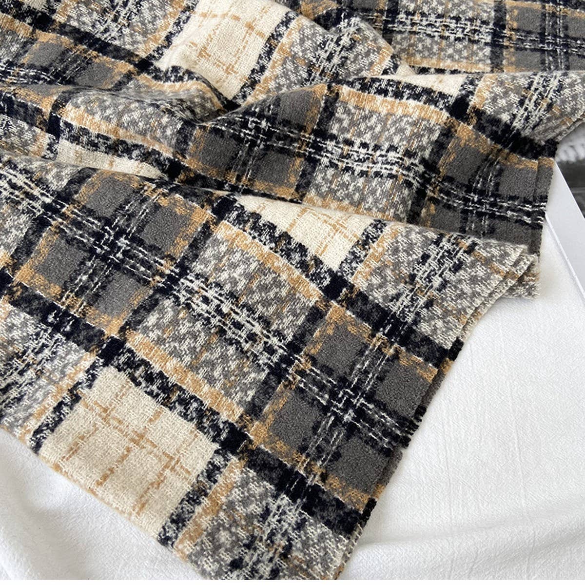 Plaid Tassel Scarf - Wrap for Students & Couples_CWASC1461