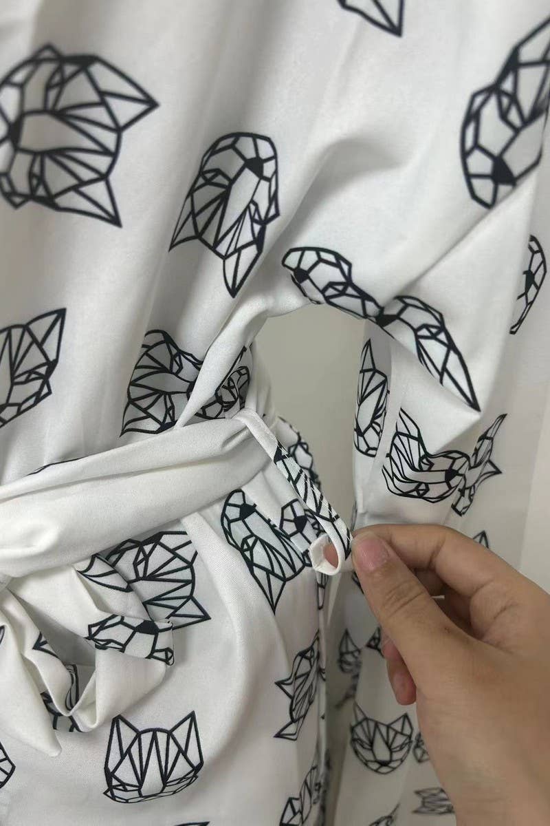 CWSTB1346_LONG-SLEEVED PRINTED TIE TOP AND SHORTS SET