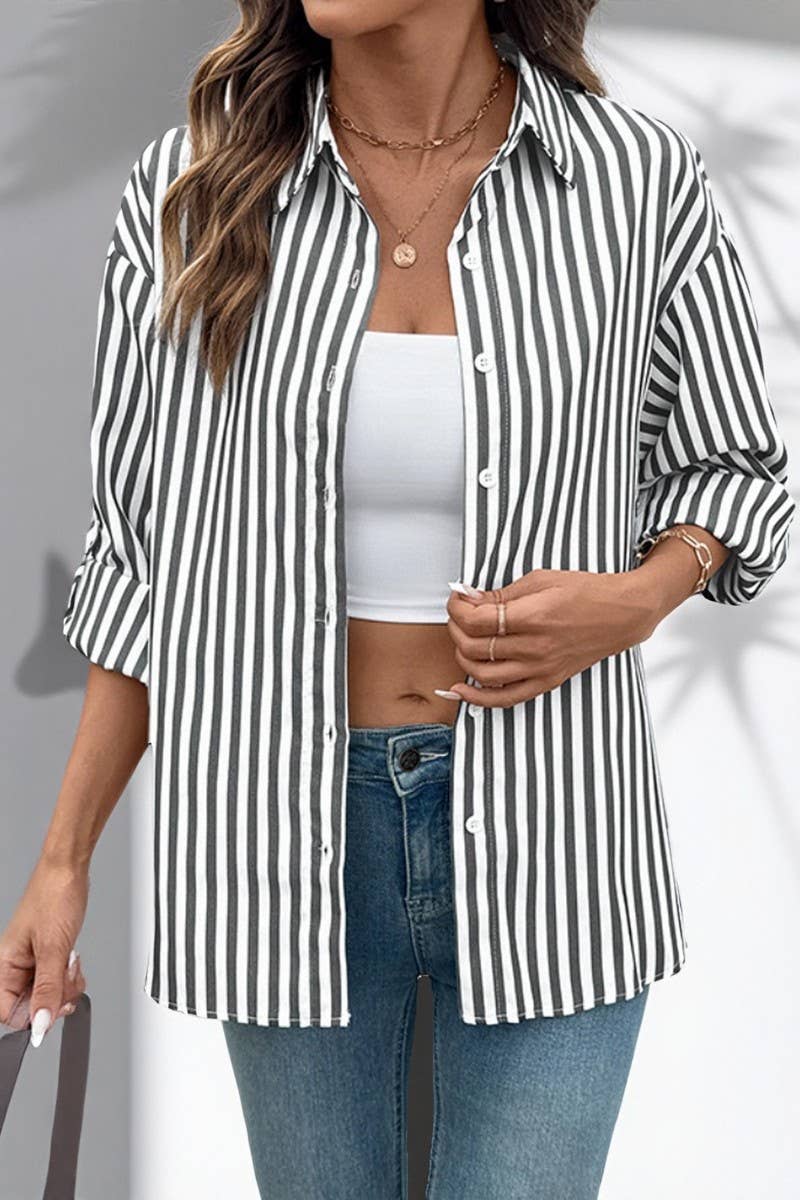 CWTSTL00962_STRIPED LONG SLEEVE LIGHTWEIGHT SHIRT JACKET