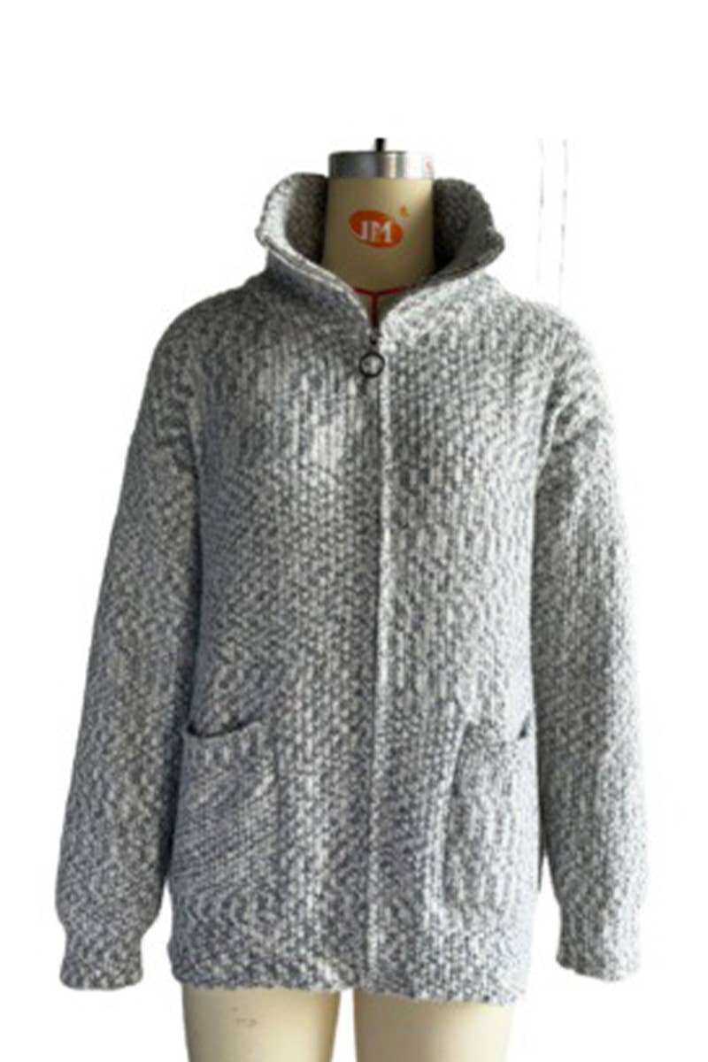 CASUAL LAPEL WITH POCKET ZIPPER CARDIGAN COAT