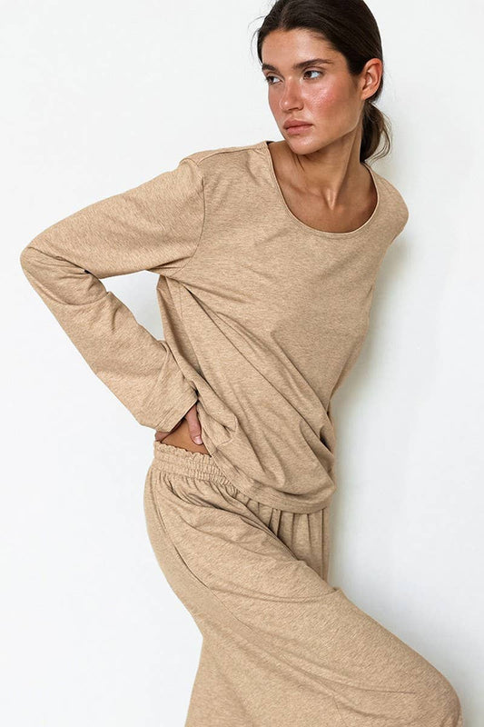 CWSJS1412_SOLID COLOR LONG SLEEVE LONG PANTS PAJAMA SET