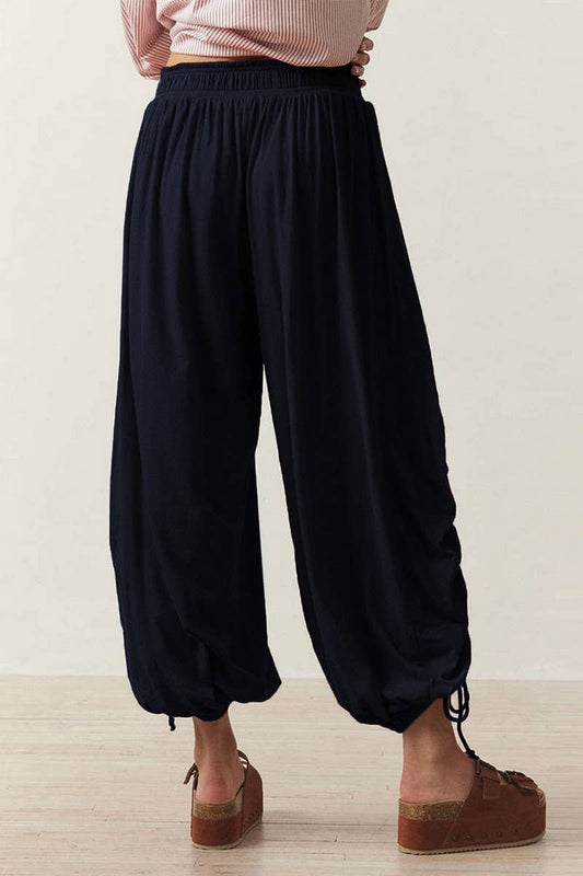 CWBLP1854_SOLID COLOR DRAWSTRING CASUAL BLOOMERS