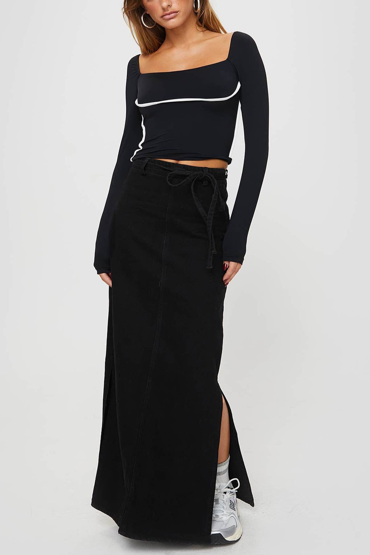 COLOR CONTRAST PATCHWORK SQUARE COLLAR SLIM SHIRT