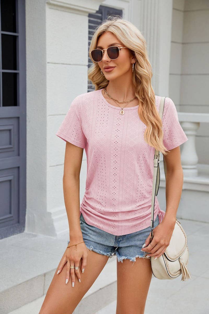 CWTTS0818_Round Neck Short Sleeve Knit Top