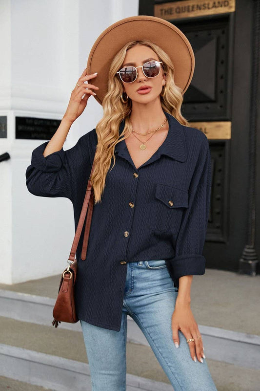 CWTSTL2066_LAPEL BUTTON POCKET LONG SLEEVE SHIRT COATS