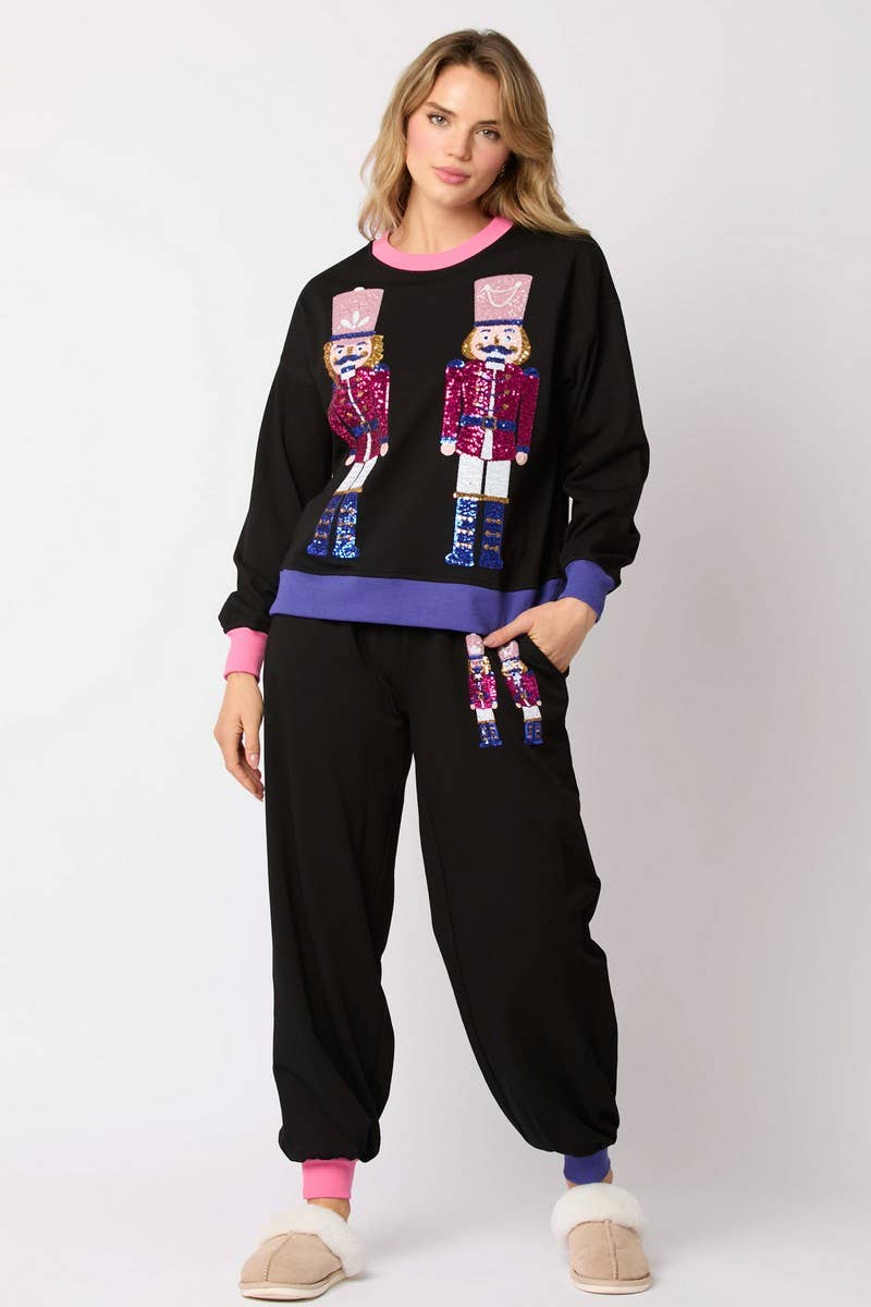 CWSTB00496_CHRISTMAS SOLDIER SEQUINED SWEATSHIRT SET