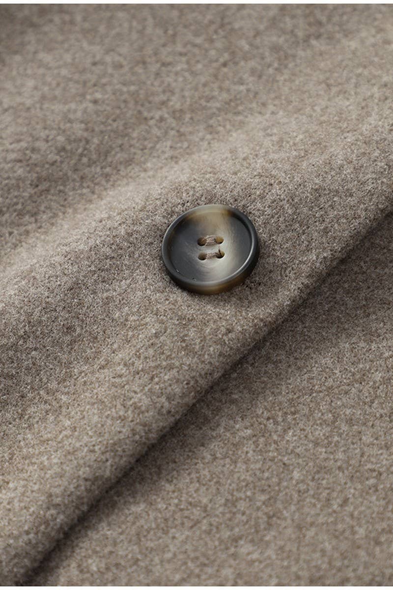 CWOCO0964_V-NECK SINGLE-BREASTED LOOSE SHORT COAT