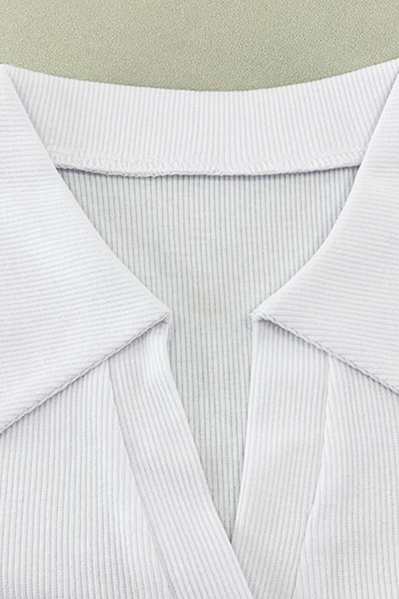 CWTBLS1809_SLIM FIT THREADED POLO NECK SHORT SLEEVE T-SHIRT