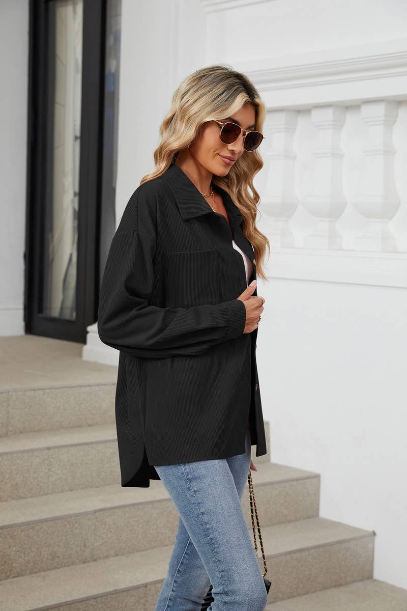 CWOBL0187_COLLAR POCKET COLLAR SOLID COLOR SPLICING SHIRT