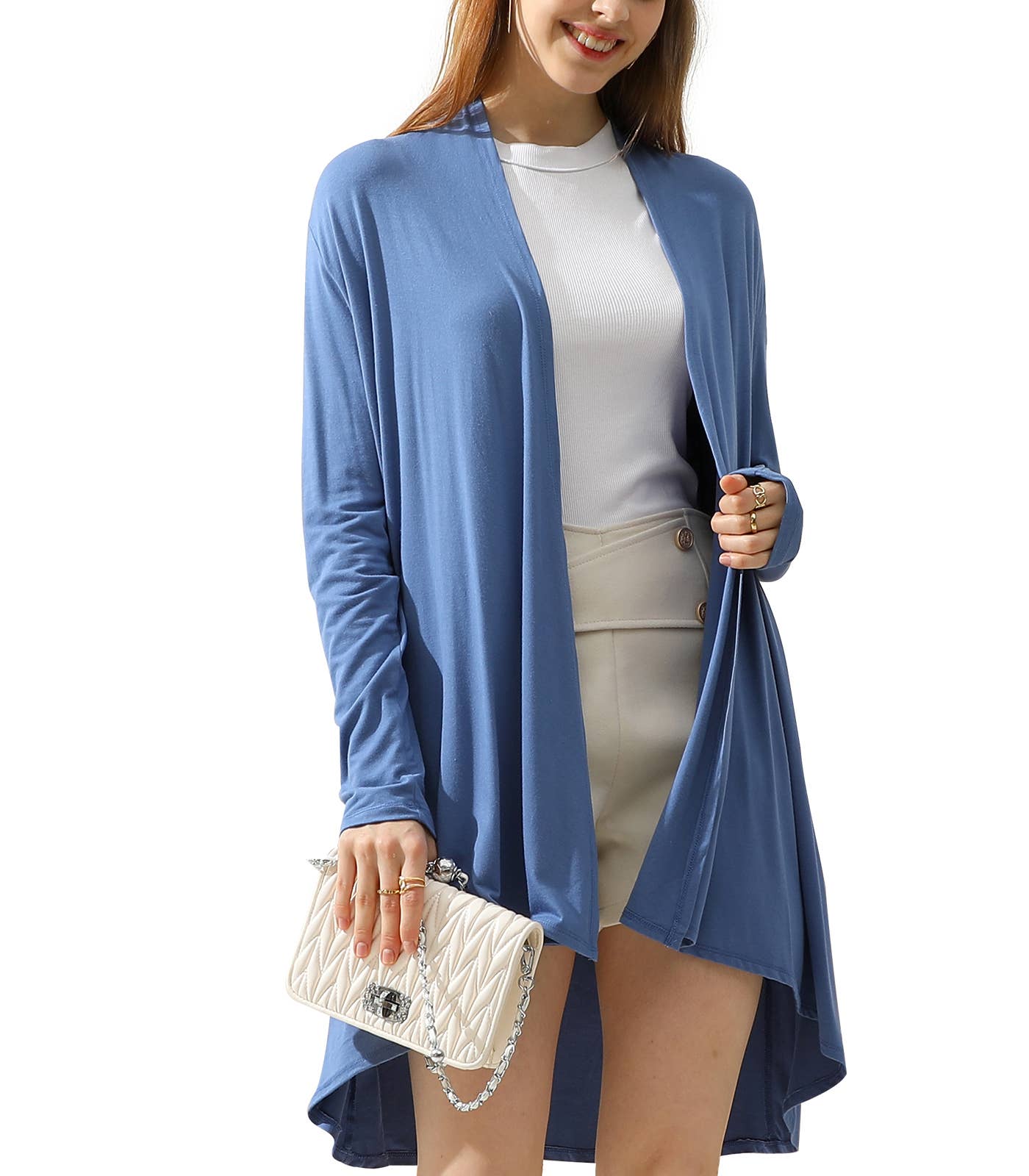 AWTL074_Long Sleeve Casual Open Front Long Cardigan