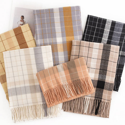 Plaid Scarf - Soft Faux Cashmere Winter Neck Wrap_CWASC0444
