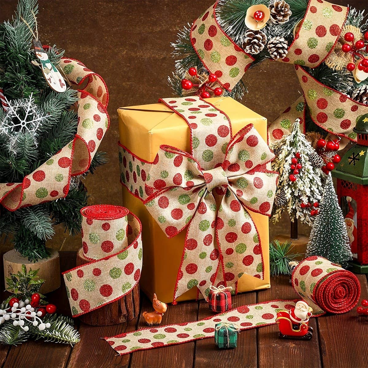 CWMM10200_POLKA DOT RIBBON SET DIY GIFT WRAP BOWS 4 STYLES