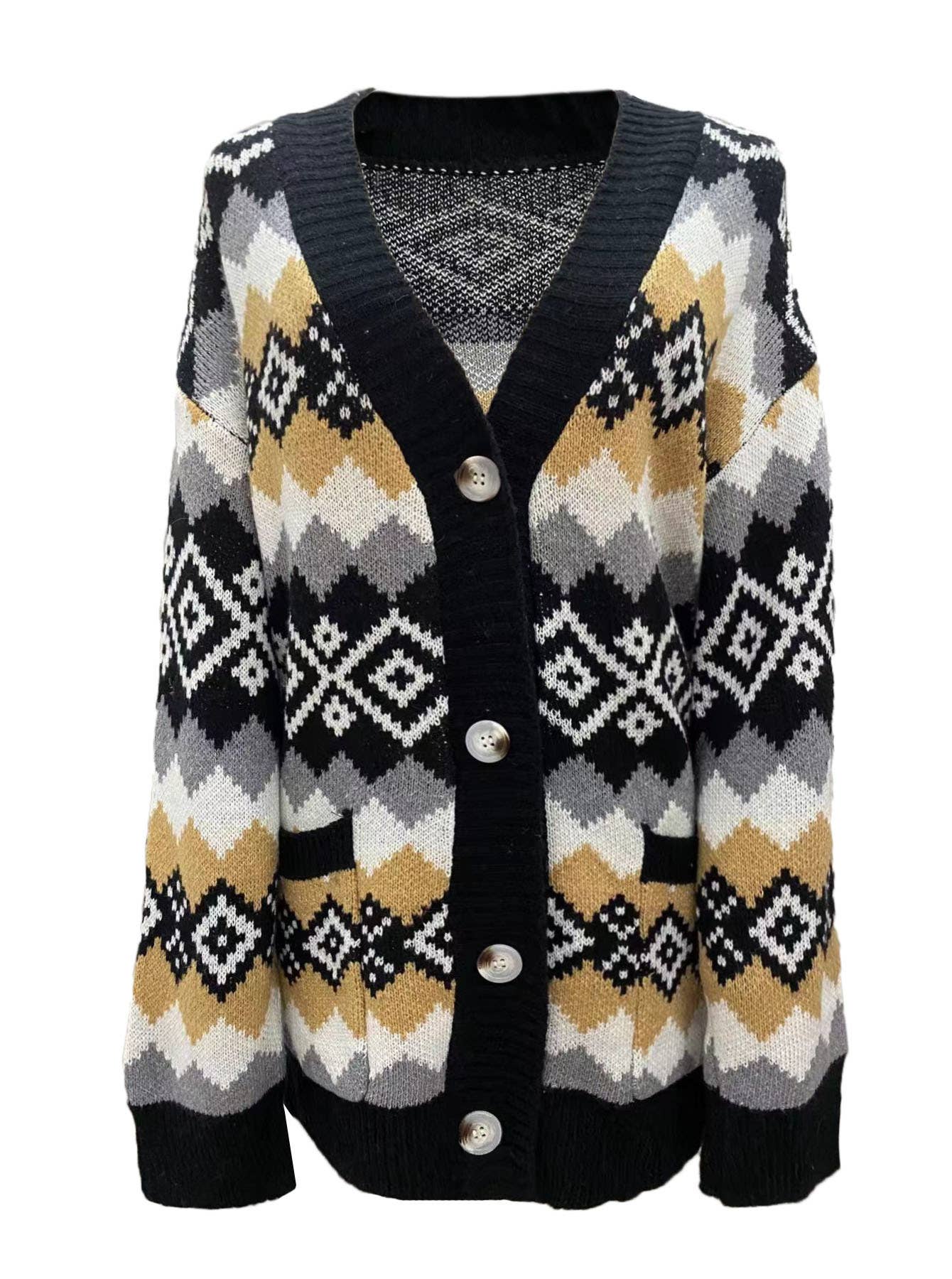 Christmas single-breasted knitted cardigan