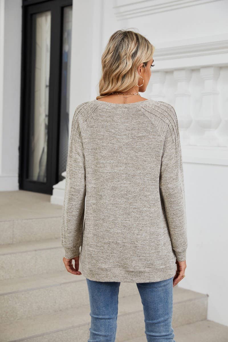 CWTBLL1863_SOLID COLOR ROUND NECK LOOSE LONG SLEEVE TOP