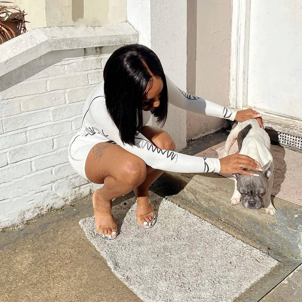 Abstract printed short hip-hugging dress