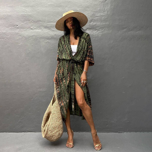 Bamboo Cotton Tie-Dye Beach Cover-Up Cardigan_CWMM6301